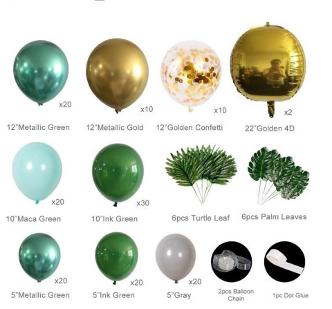 Duża girlanda balonowa 142 balony- zielona HaloFuture