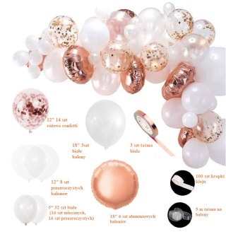 Girlanda balonowa 63 balonów - rose gold HaloFuture