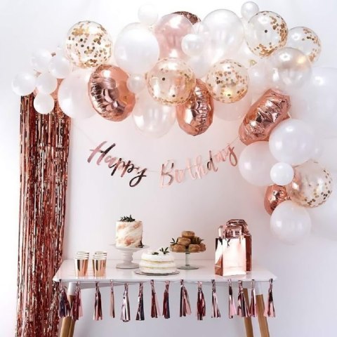 Girlanda balonowa 63 balonów - rose gold HaloFuture