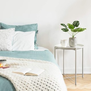 Stolik okrągły metalowy w stylu Loft - biały HaloFuture
