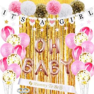 Zestaw balonów i rekwizytów na Baby Shower- "IT'S A GIRL" HaloFuture