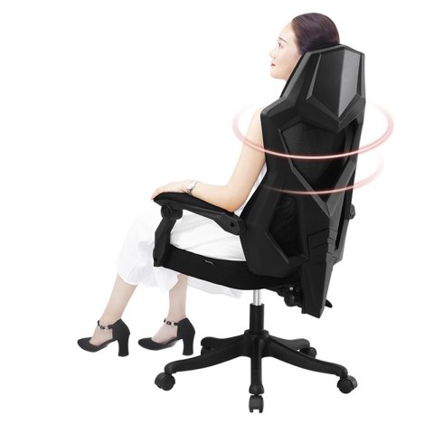 Ergonomiczny, obrotowy fotel biurowy, krzesło z zagłówkiem i podnóżkiem - czarny HaloFuture