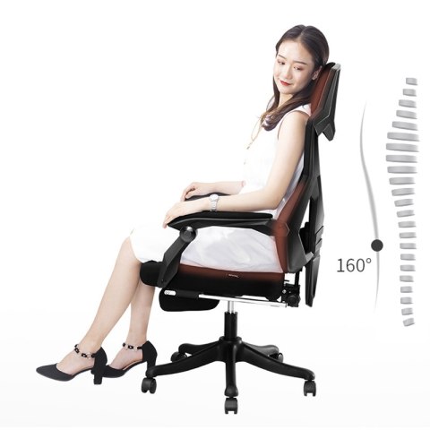Ergonomiczny, obrotowy fotel biurowy, krzesło z zagłówkiem i podnóżkiem - czarny HaloFuture