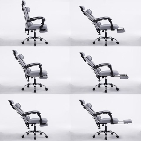 Ergonomiczny, obrotowy fotel z podnóżkiem i zagłówkiem, wentylacja - czarny HaloFuture