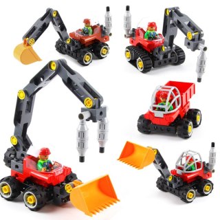 Klocki konstrukcyjne koparka, spycharka 5w1 (42 klocki + 5 kart) HaloFuture