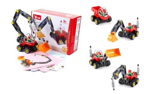 Klocki konstrukcyjne koparka, spycharka 5w1 (42 klocki + 5 kart) HaloFuture