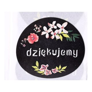 Ozdobne naklejki okrągłe Dziękujemy 500szt — kolorowe kwiaty HaloFuture