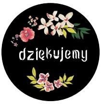 Ozdobne naklejki okrągłe Dziękujemy 500szt — kolorowe kwiaty HaloFuture
