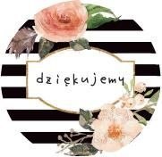 Ozdobne naklejki okrągłe Dziękujemy 500szt — różowe kwiaty HaloFuture