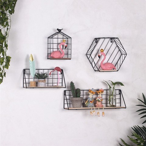 Półka ścienna metalowa styl LOFT 45 x13,5 cm- czarna HaloFuture