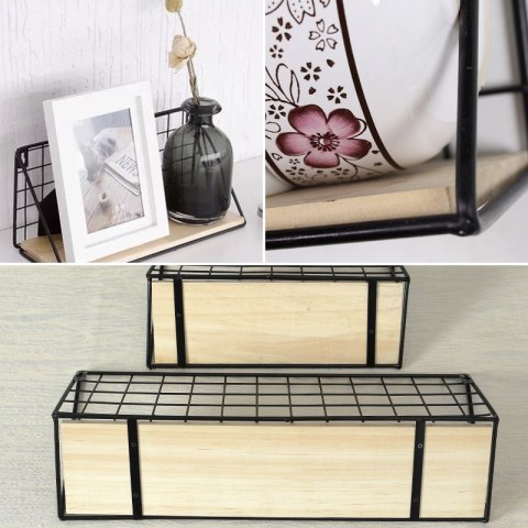 Półka ścienna metalowa styl LOFT 45 x13,5 cm- czarna HaloFuture