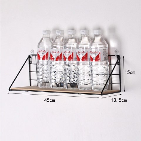 Półka ścienna metalowa styl LOFT 45 x13,5 cm- czarna HaloFuture