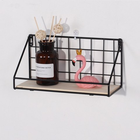 Półka ścienna z drążkiem, styl LOFT 29,5 cm- czarna HaloFuture