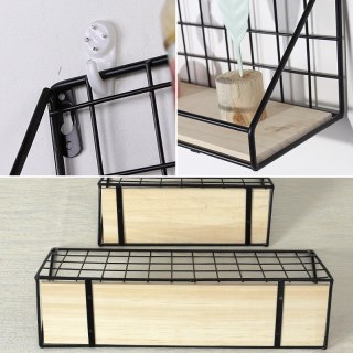 Półka ścienna z drążkiem, styl LOFT 29,5 cm- czarna HaloFuture