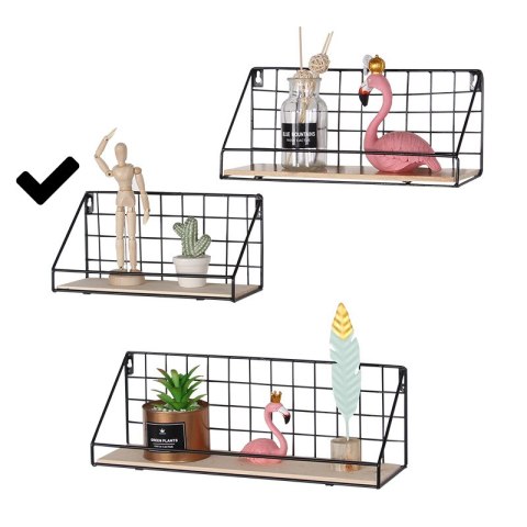 Półka ścienna z drążkiem, styl LOFT 29,5 cm- czarna HaloFuture