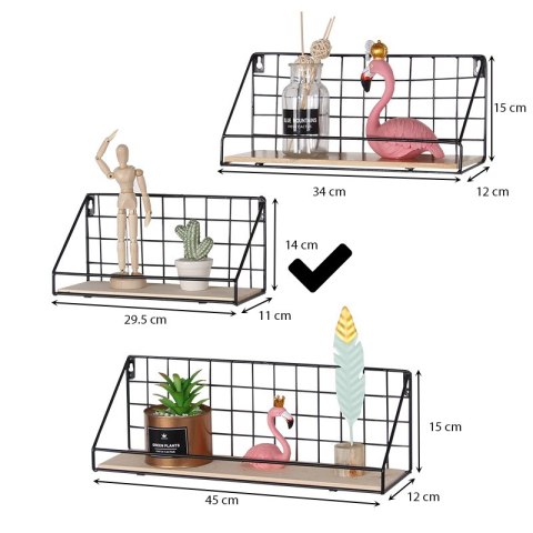 Półka ścienna z drążkiem, styl LOFT 29,5 cm- czarna HaloFuture