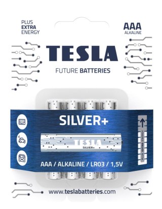 BATERIE ALKALICZNE TESLA AAA/LR03/1,5V 4SZT SILVER+ TESLA BATTERIES a.s.