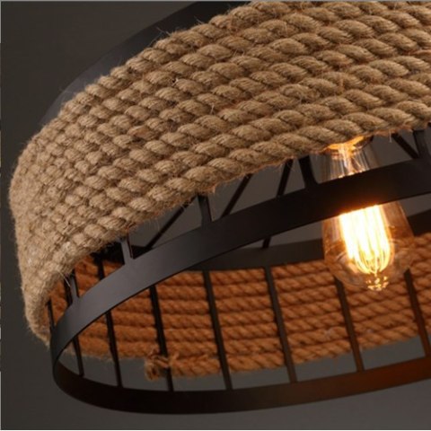 Lampa sufitowa z liny konopnej na łańcuchu - średnica 40 cm HaloFuture