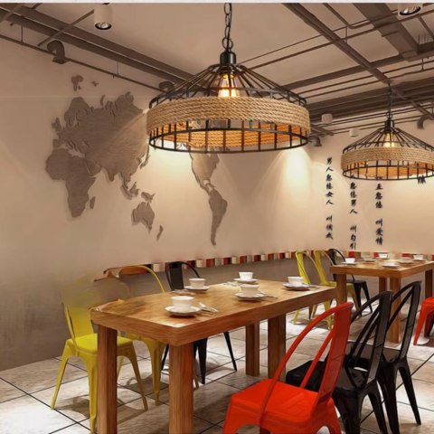 Lampa sufitowa z liny konopnej na łańcuchu - średnica 40 cm HaloFuture