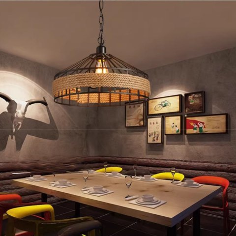 Lampa sufitowa z liny konopnej na łańcuchu - średnica 40 cm HaloFuture