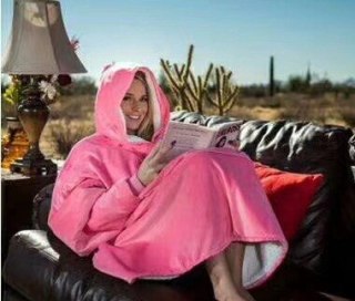 Ciepła bluza 4w1 Oversize, Kocobluza z polaru - różowa HaloFuture
