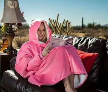 Ciepła bluza 4w1 Oversize, Kocobluza z polaru - różowa HaloFuture