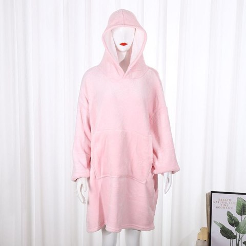 Ciepła bluza 4w1 Oversize, Kocobluza z polaru - różowa HaloFuture