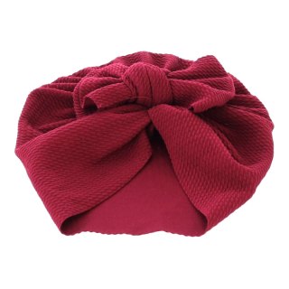 Turban niemowlęcy z kokardką, czapka dziewczęca - bordowy HaloFuture