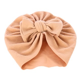 Turban niemowlęcy z kokardką, czapka dziewczęca - jasnobrązowy HaloFuture