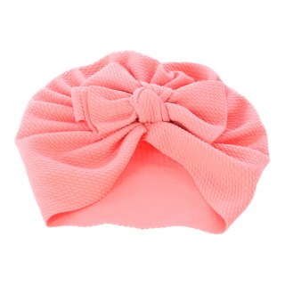 Turban niemowlęcy z kokardką, czapka dziewczęca - różowy HaloFuture