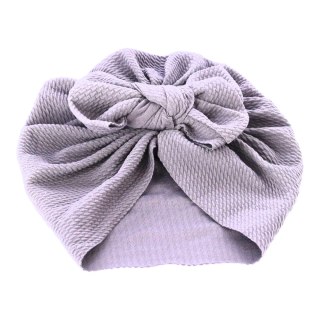 Turban niemowlęcy z kokardką, czapka dziewczęca - szary HaloFuture