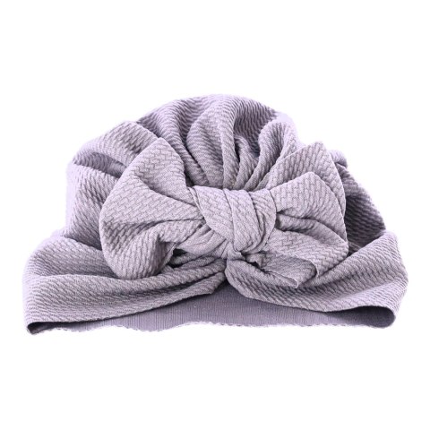 Turban niemowlęcy z kokardką, czapka dziewczęca - szary HaloFuture