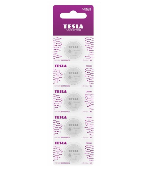 BATERIA LITOWA TESLA CR2032 B5 3.0V Li/Mn02 5 SZTUK TESLA BATTERIES a.s.