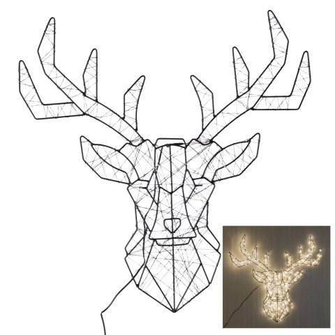 Dekoracja świąteczna LED - Głowa Renifera 53x51 cm, ciepła biel, IP44, zasilacz 230 V HaloFuture