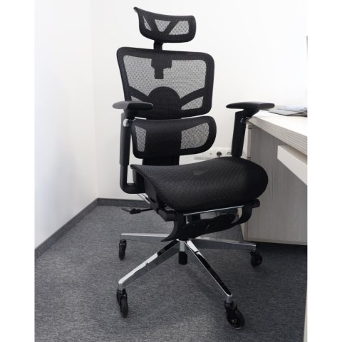 Ergonomiczny fotel biurowy regulowane krzesło biurowe z siatki - Czarne HaloFuture