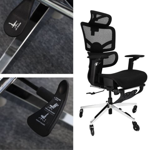 Ergonomiczny fotel biurowy regulowane krzesło biurowe z siatki - Czarne HaloFuture