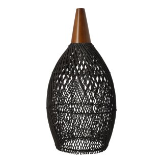 Rustykalna rattanowa lampa wisząca - 25cm (czarny kolor) HaloFuture
