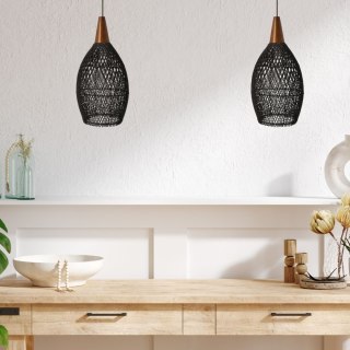 Rustykalna rattanowa lampa wisząca - 25cm (czarny kolor) HaloFuture