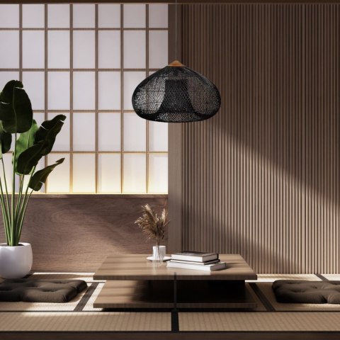 Sufitowa naturalna lampa rattanowa wisząca - 40cm - czarna HaloFuture