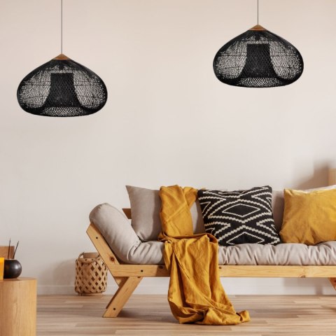 Sufitowa naturalna lampa rattanowa wisząca - 40cm - czarna HaloFuture