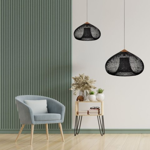 Sufitowa naturalna lampa rattanowa wisząca - 40cm - czarna HaloFuture