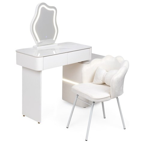 Toaletka kosmetyczna LED/ Komplet mebli blat 80 cm- Lilia - kolor biały HaloFuture