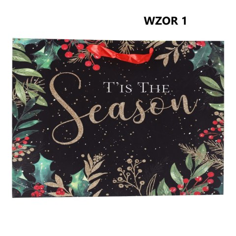 Torebka na prezent świąteczna "Happy Holidays" 42x12x31 cm Mix wzorów LOVE LIFE Sp. z.o.o