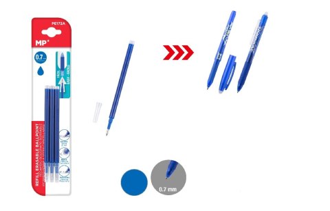 Wkłady do długopisu ścieralnego MP 3 szt. 0,7mm - Niebieski LOVE LIFE Sp. z.o.o