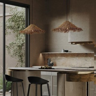 Żyrandol lampa naturalny rattanowy w kształcie słomkowego kapelusza - 40 cm HaloFuture