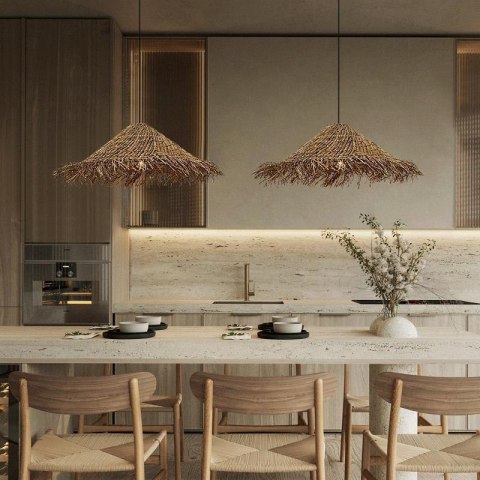 Żyrandol lampa naturalny rattanowy w kształcie słomkowego kapelusza - 40 cm HaloFuture