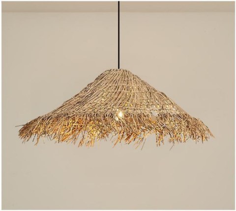 Żyrandol lampa naturalny rattanowy w kształcie słomkowego kapelusza - 40 cm HaloFuture