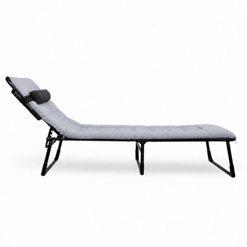 Składane łóżko turystyczne BIZNESOWE, polowe, kanadyjka PREMIUM 200x68 cm- kolor czarno-szary HaloFuture