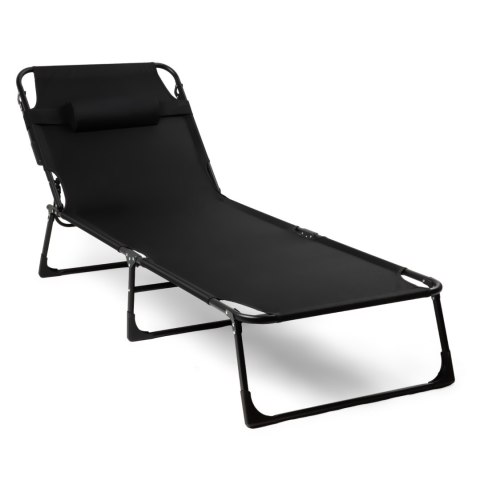 Składane łóżko turystyczne BIZNESOWE, polowe, kanadyjka PREMIUM 200x68 cm- kolor czarno-szary HaloFuture