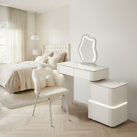Toaletka kosmetyczna LED/ Komplet mebli blat 100 cm- Lilia - kolor biały HaloFuture